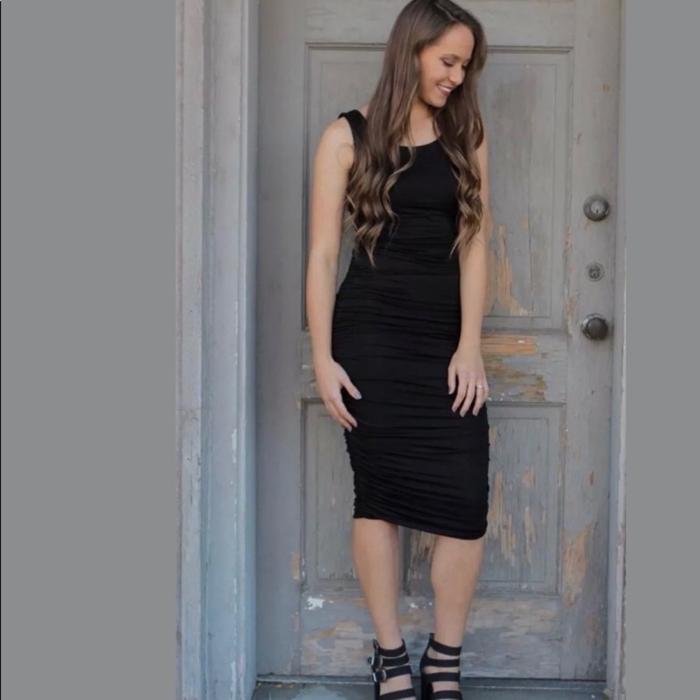 Nwt Lux Midi Body Con Dress L Large Black Miss Me